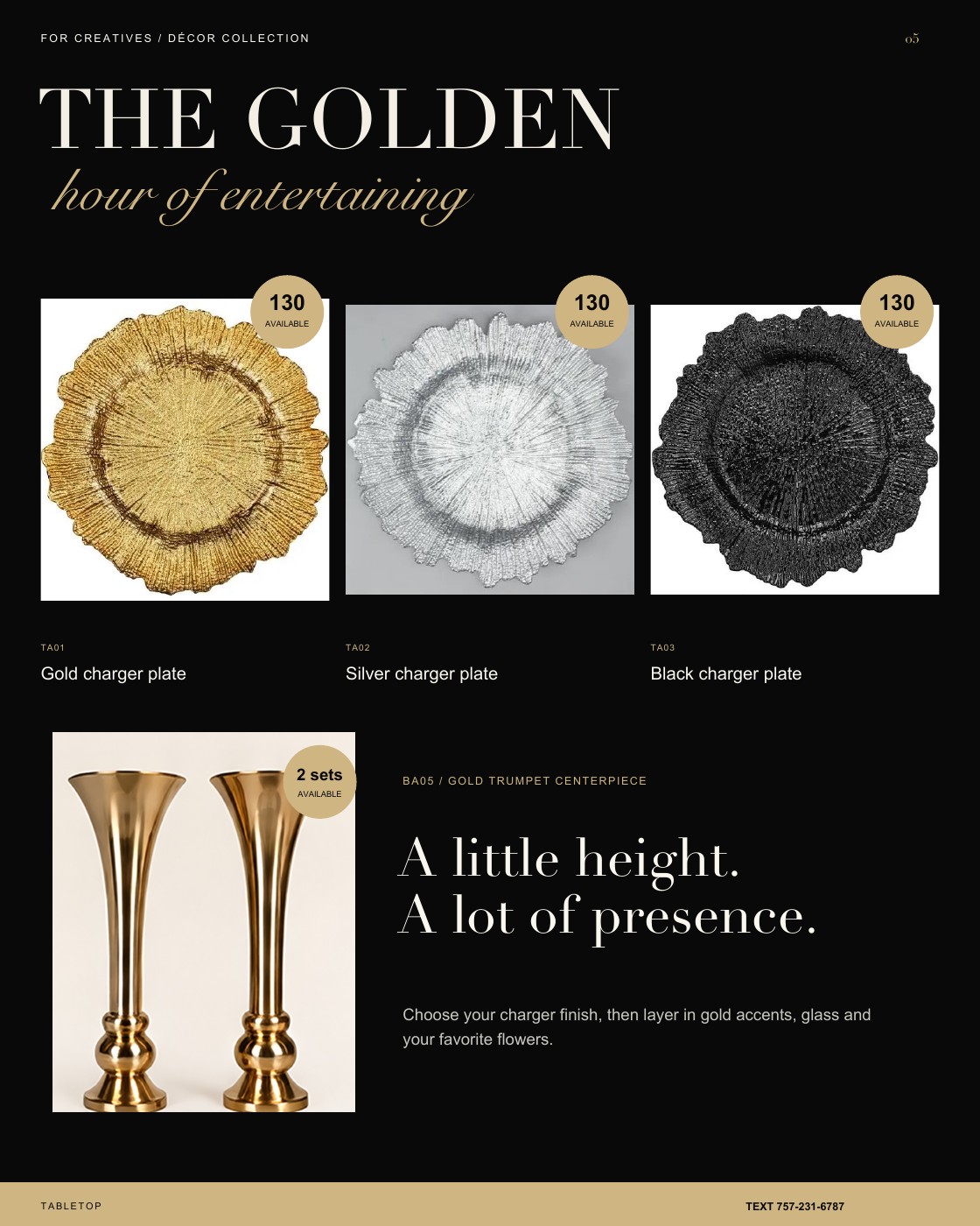 Page 5: Tabletop and trumpet centerpieces